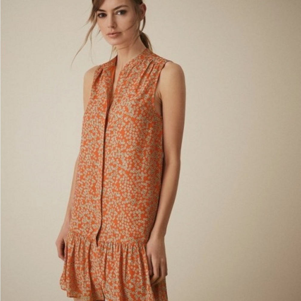 Reiss Coral Floral Sleeveless Mini Dress